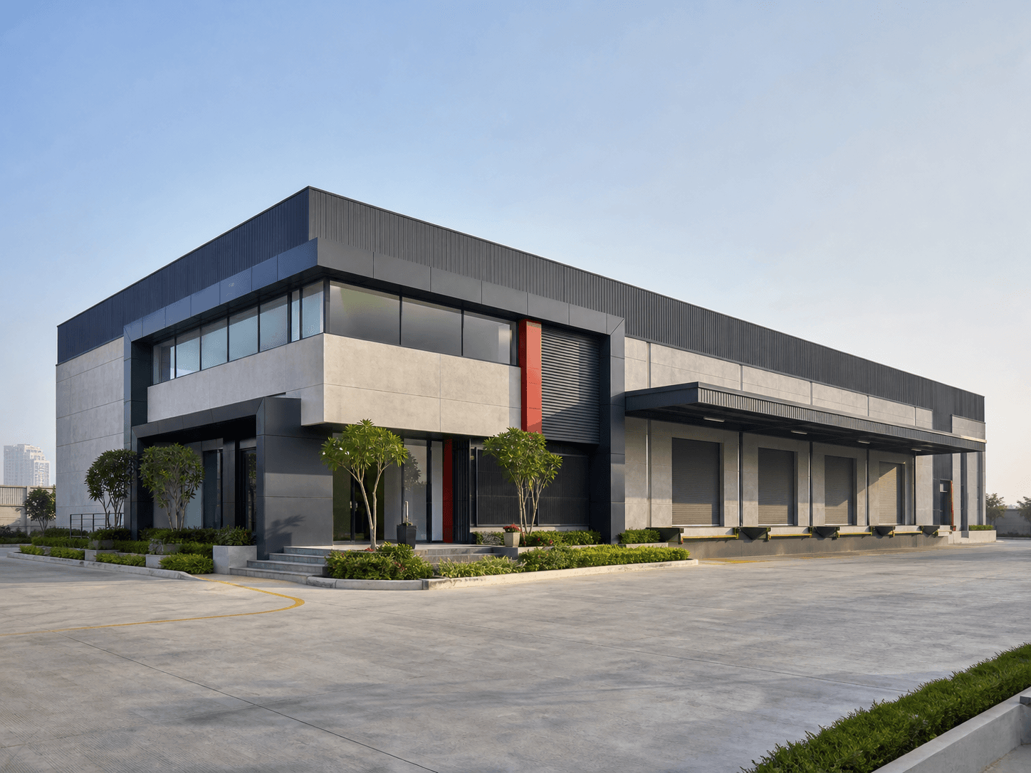 Representative concept of a modern commercial printing facility exterior
