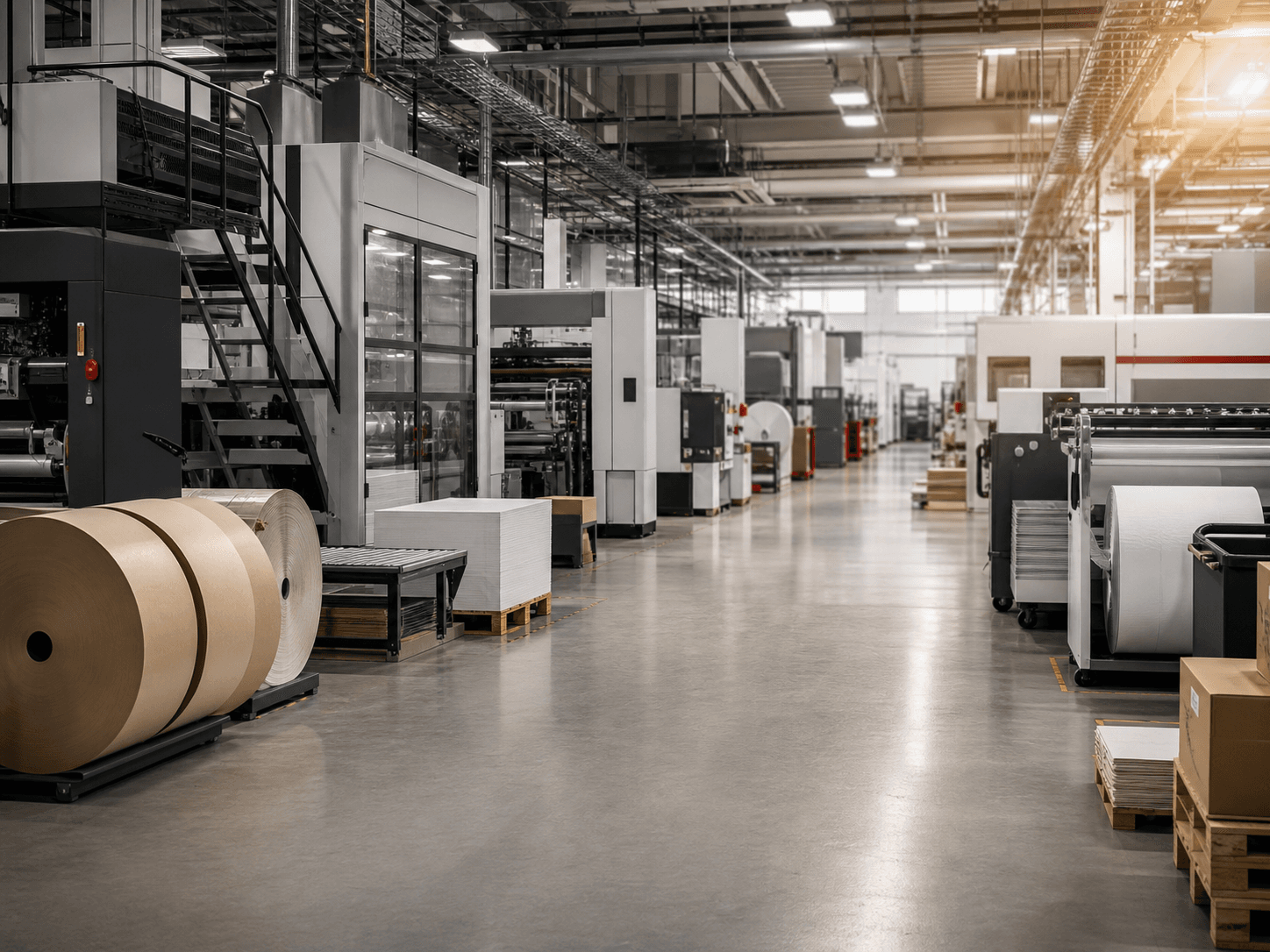 Representative concept of an organised commercial-print production floor