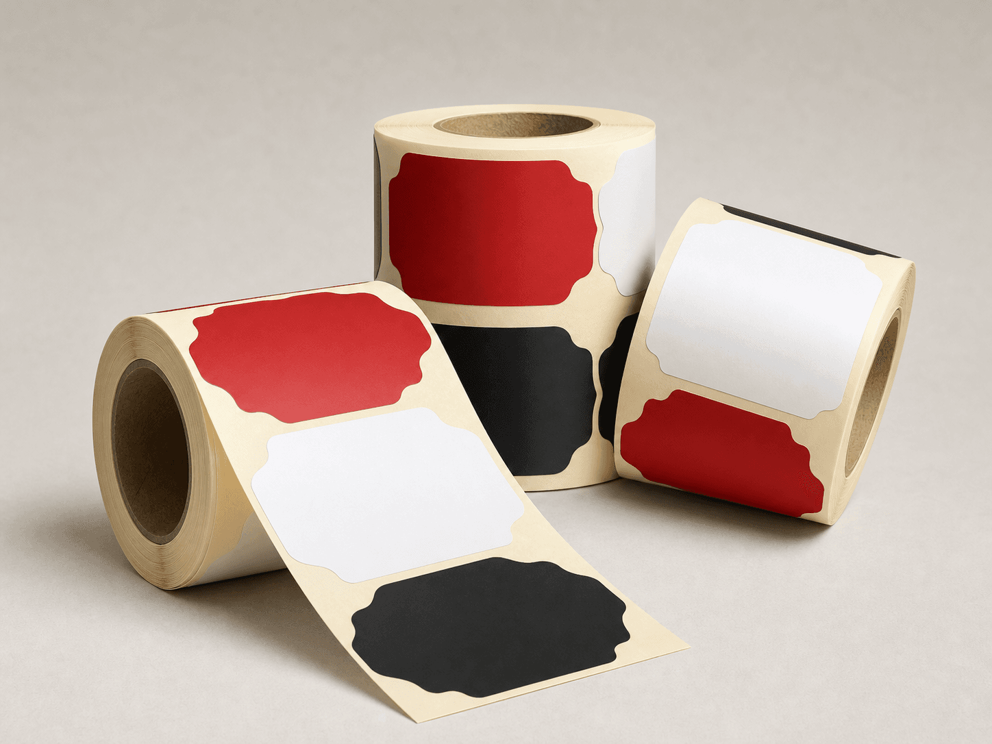 Representative studio concept of self-adhesive label rolls